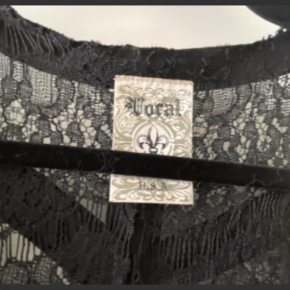 (NWOT) Vocal Apparel Black Embellished Lace Cover Up/Jacket - Picture 4 of 6